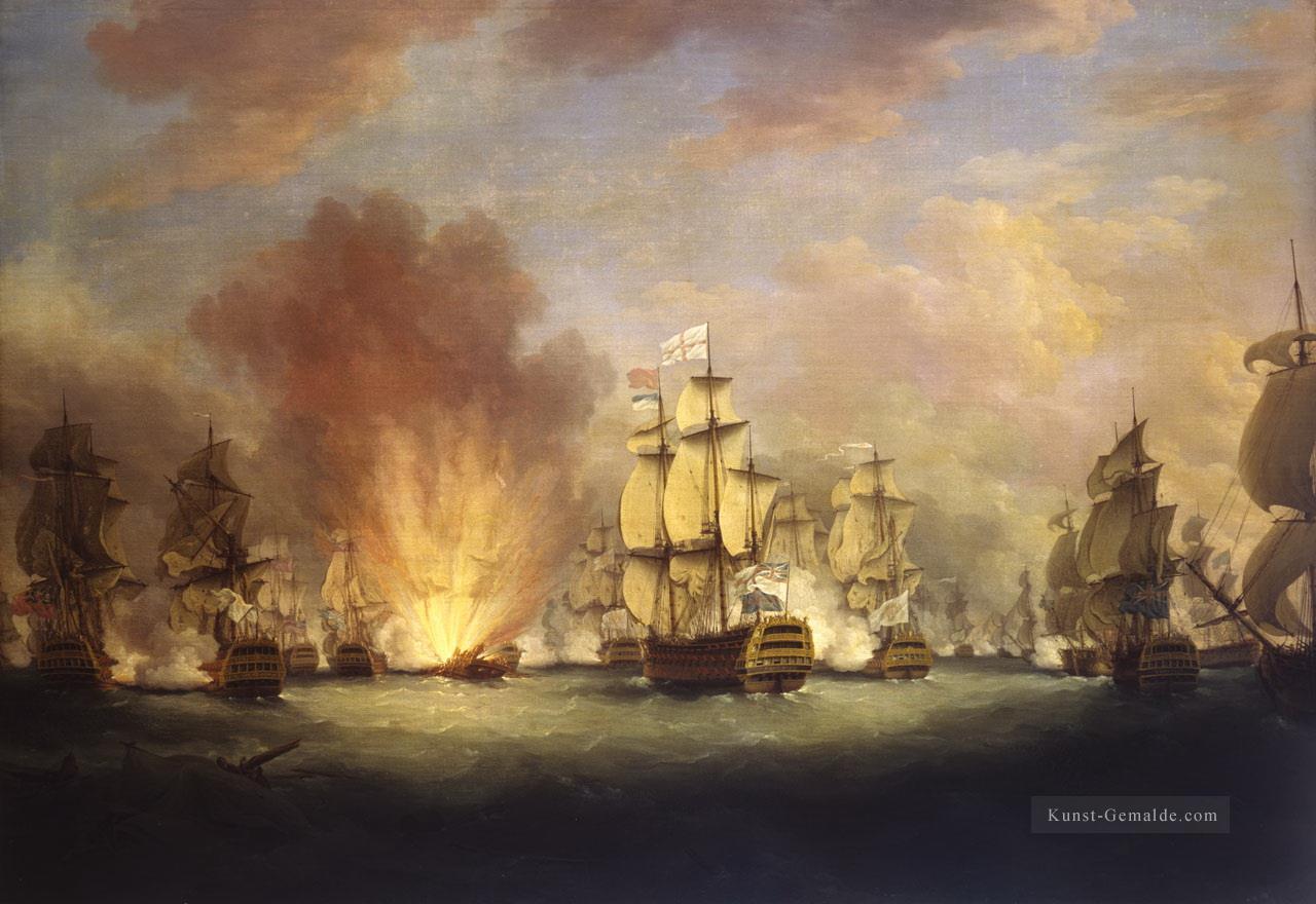Die Moonlight Schlacht von Kap St Vincent 16 Januar 1780 Seeschlachten Ölgemälde